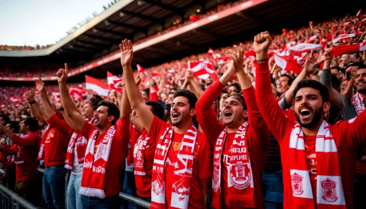 Aficionados del Rayo Vallecano animando en las gradas del estadio