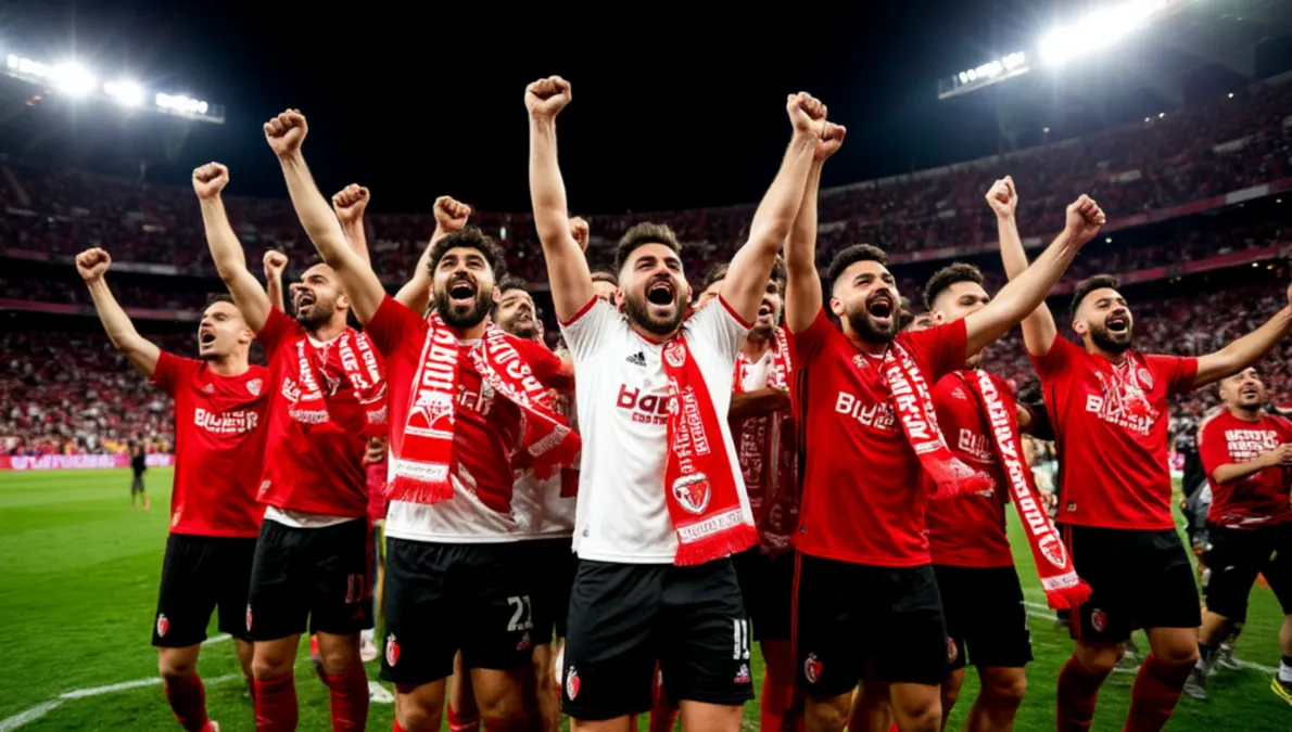 Aficionados del Rayo Vallecano celebrando un gol contra el Real Madrid