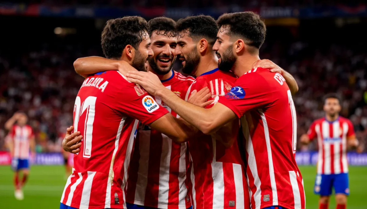 Celebraci&oacute;n de gol del Rayo Vallecano con jugadores festejando