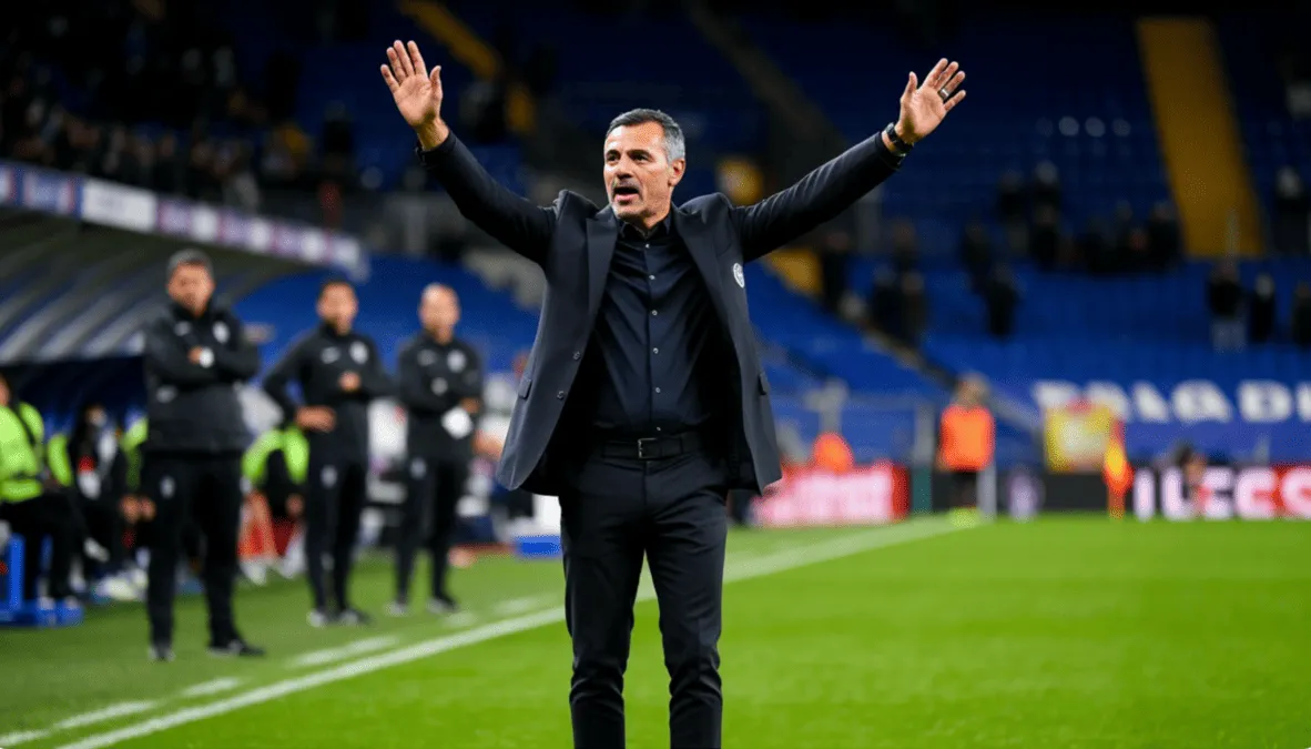 Vista del banquillo del Atl&eacute;tico de Madrid con Simeone dando instrucciones