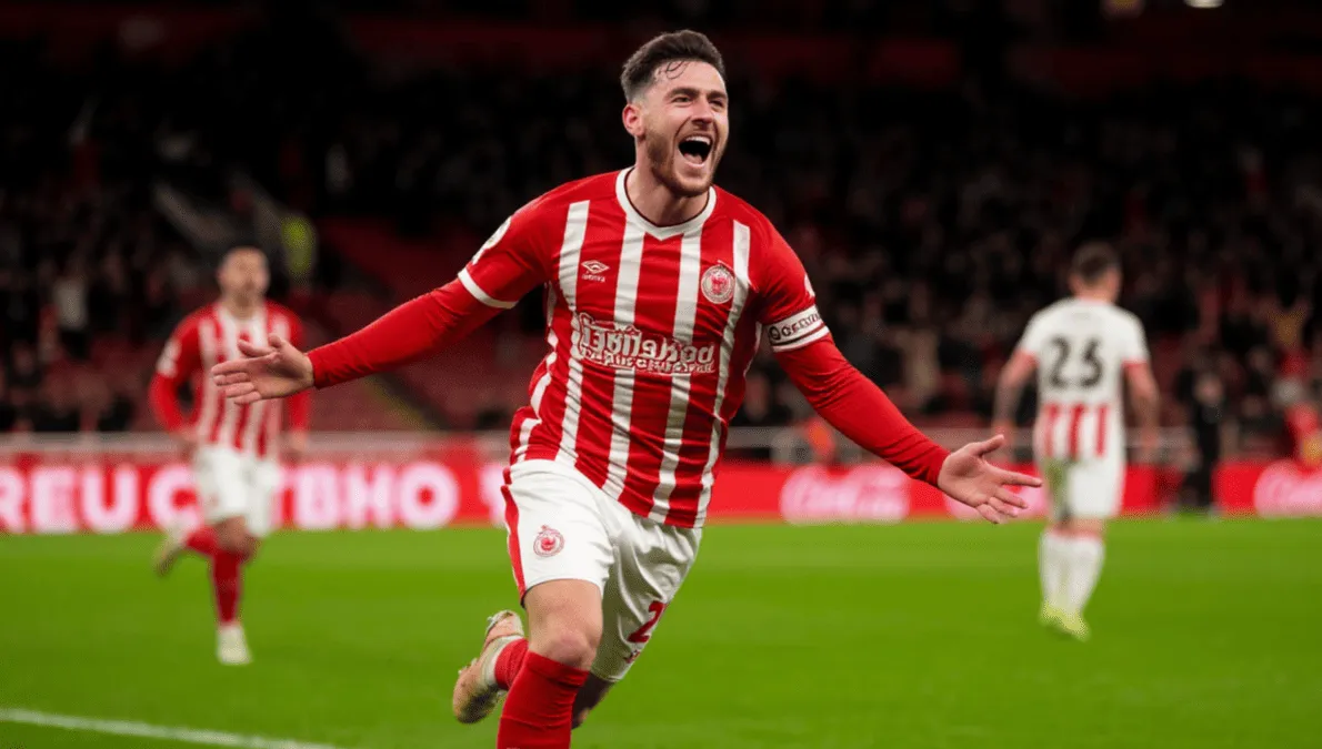 Jugador del Rayo Vallecano celebrando un gol tras una jugada de contraataque