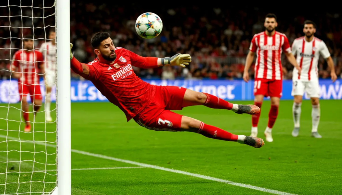Portero del Rayo Vallecano realizando una parada durante un partido de LaLiga