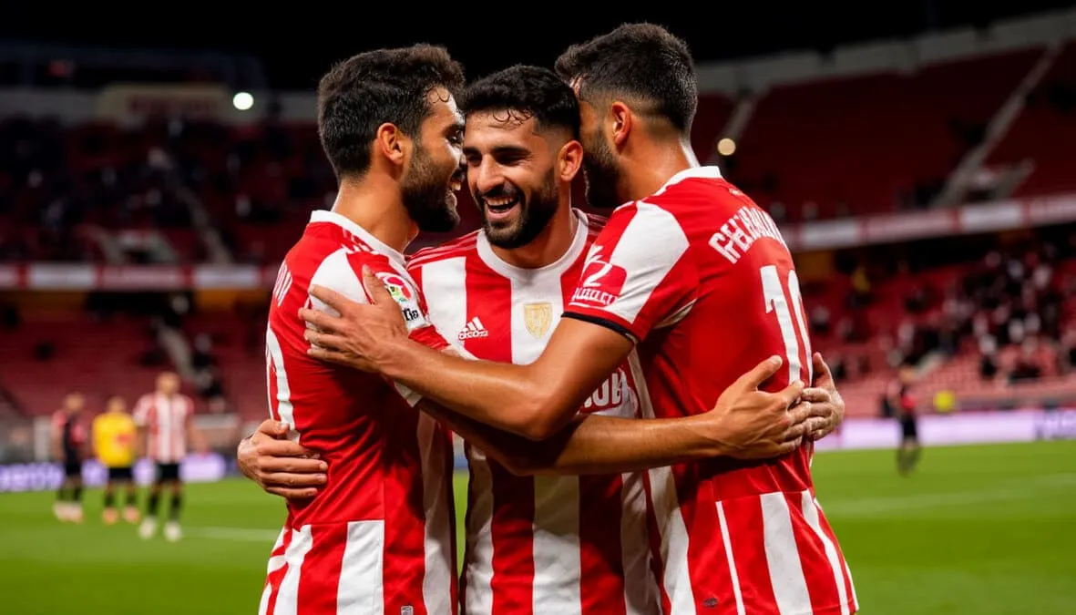 Jugadores del Rayo Vallecano celebrando un gol en el Estadio de Vallecas