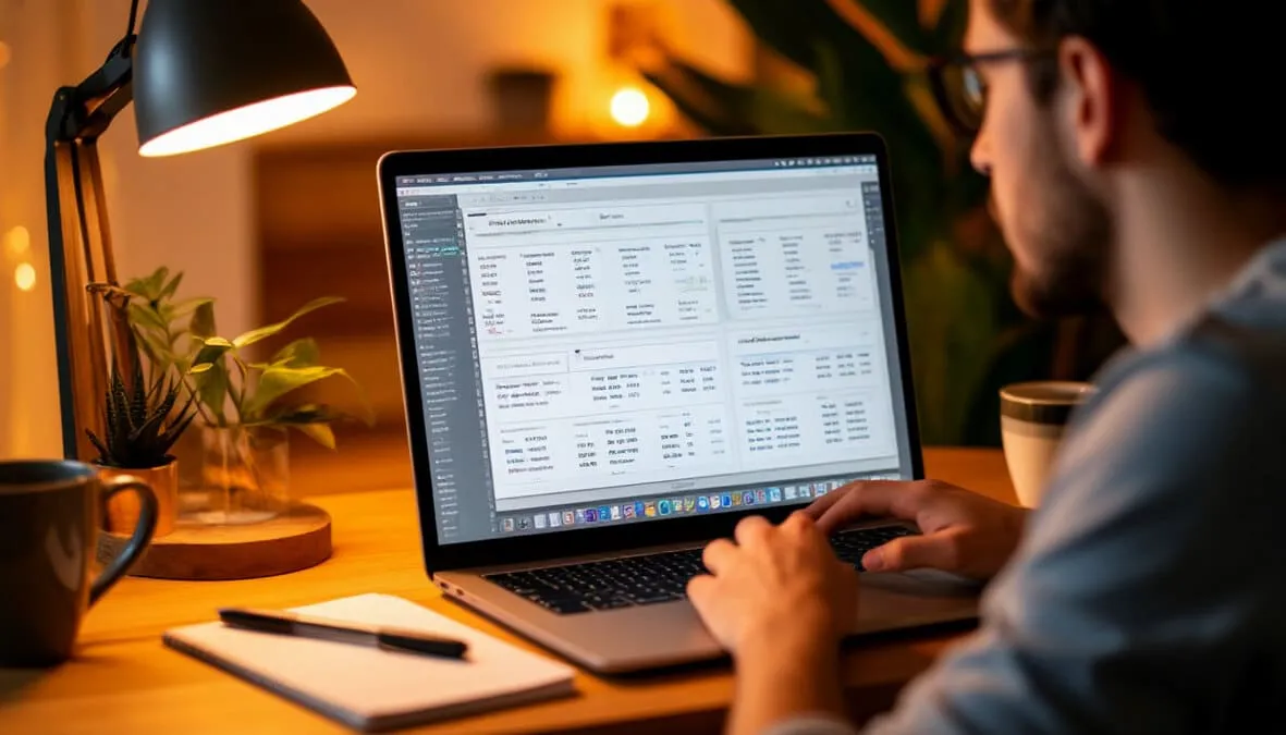 Persona analizando estadísticas de fútbol en un ordenador portátil