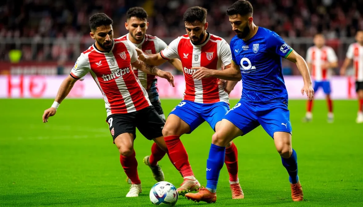 Jugadores del Rayo Vallecano presionando al rival en el campo
