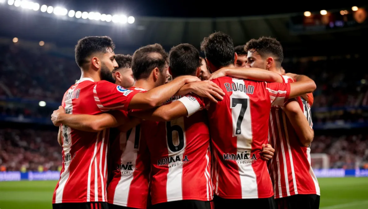 Jugadores del Rayo Vallecano celebrando en partido de Conference League
