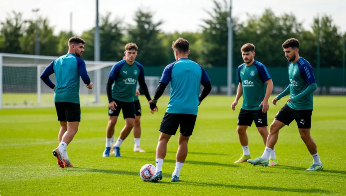 Jugadores del Rayo Vallecano entrenando en las instalaciones del club