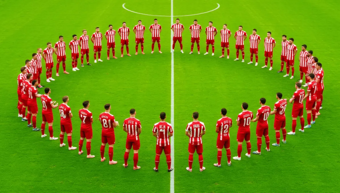 Jugadores del Rayo Vallecano en formaci&oacute;n de pressing alto en el campo