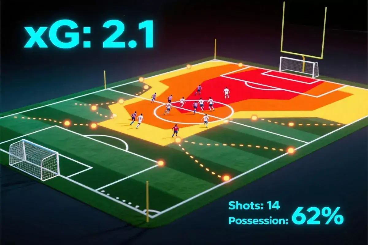 Mapa de calor mostrando las zonas de ataque del Rayo en Vallecas